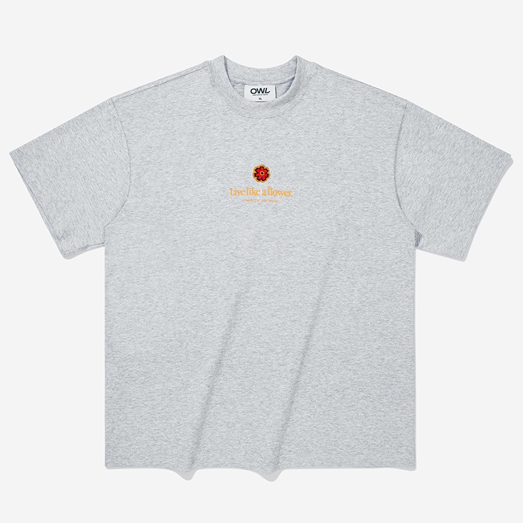 OWL BRAND® BASIC FLOWER TEE - Áo thun Nam họa tiết hoa đơn giản / Xám