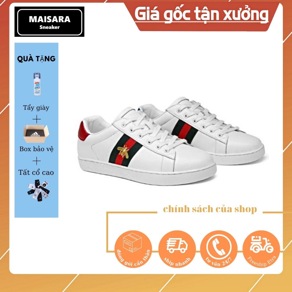 giày gucci ong, giày thể thao nữ nam gucci ace 3 vạch hàng cao cấp full phụ kiện túi vải tặng kèm tất và hộp bảo vệ.