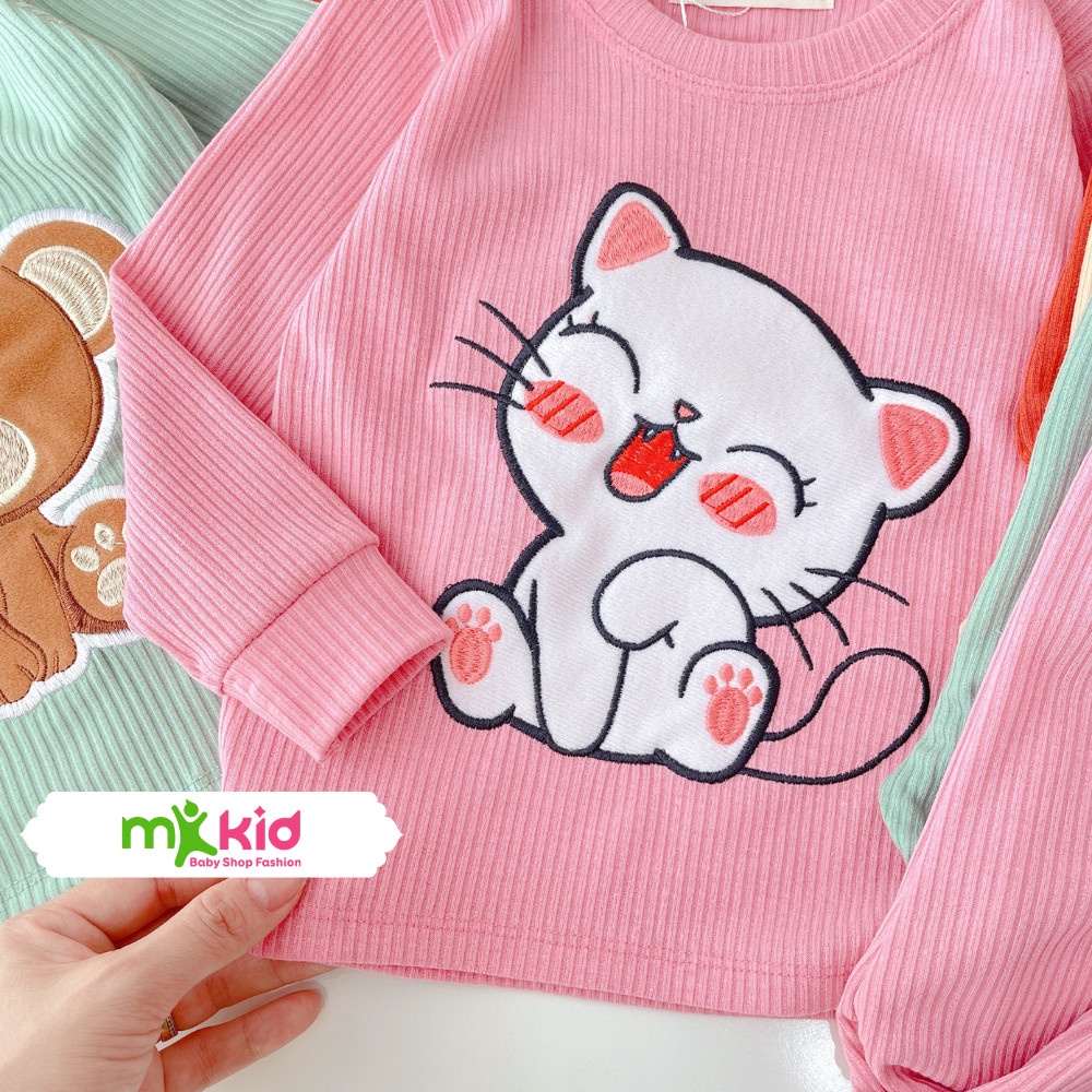 Bộ Thu Đông Cho Bé 💖 Bộ Len Tăm Dài Tay Minky Mom Cho Bé Trai Bé Gái Với Các Hình Thú Siêu Dễ Thương