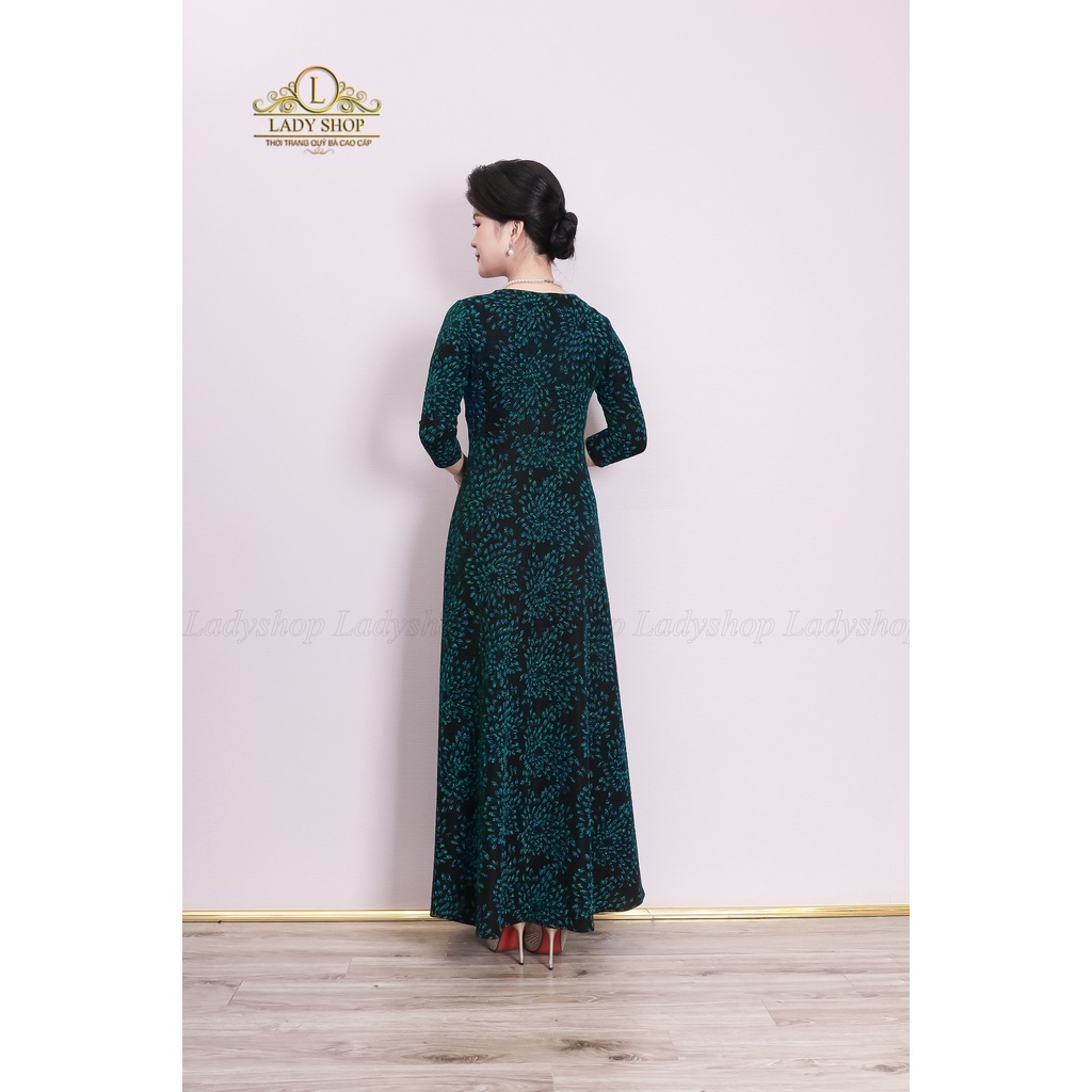 Đầm Maxi nhũ hoa cúc nhún ngực Ladyshop thời trang trung niên cao cấp T12