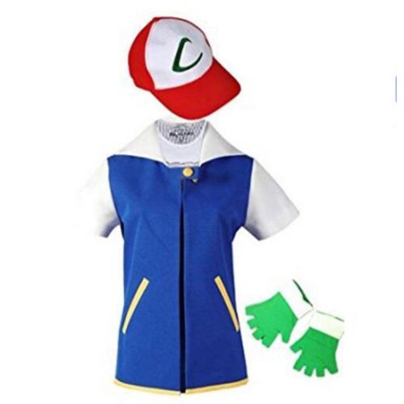 Bộ Đồ Hóa Trang pokemon Ashketchum Gồm Áo Khoác + Găng Tay + Nón Cho Người Lớn Dịp halloween