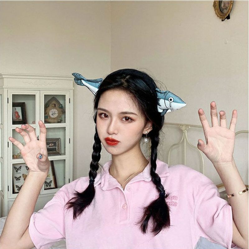 Bờm Tóc Rửa Mặt Cà Rốt Cá Mập Cute Hàn Quốc , Băng Đô Rửa Mặt Cà Rốt Con Cá