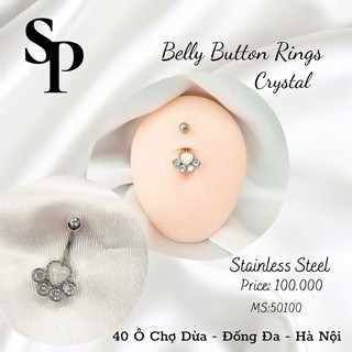 Khuyên rốn hình chân chó đá opal - khuyên thép y tế