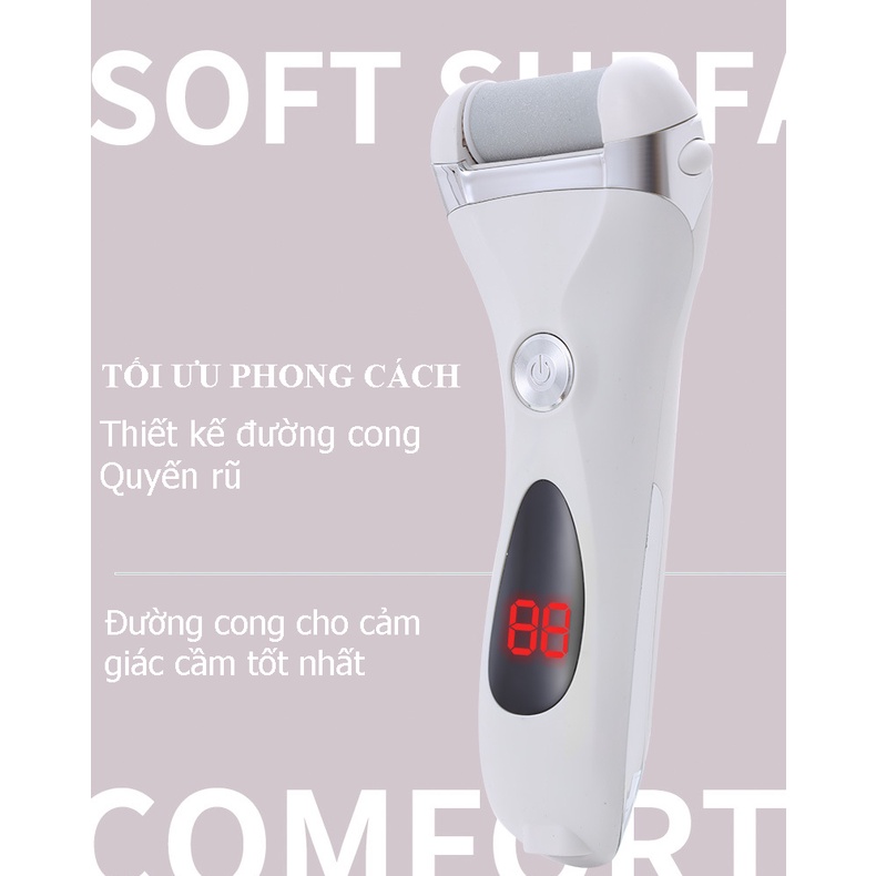 Cây Chà Gót Chân Tẩy Da Chết Thế Hệ Mới Nhất Tặng 3 Đầu Mài Máy Chà Gót Chân Chống Nước, Sạc USB