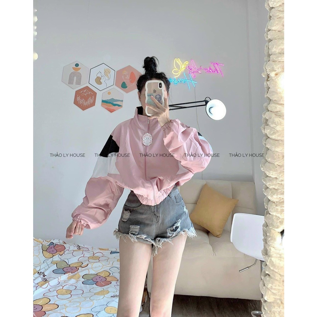 Áo Khoát Dù Nữ From Ngắn Cổ Cao Chất DÙ 2 Lớp Thích Hợp Đi CHơi Đi Học, Có 4 Màu Siêu Yêu