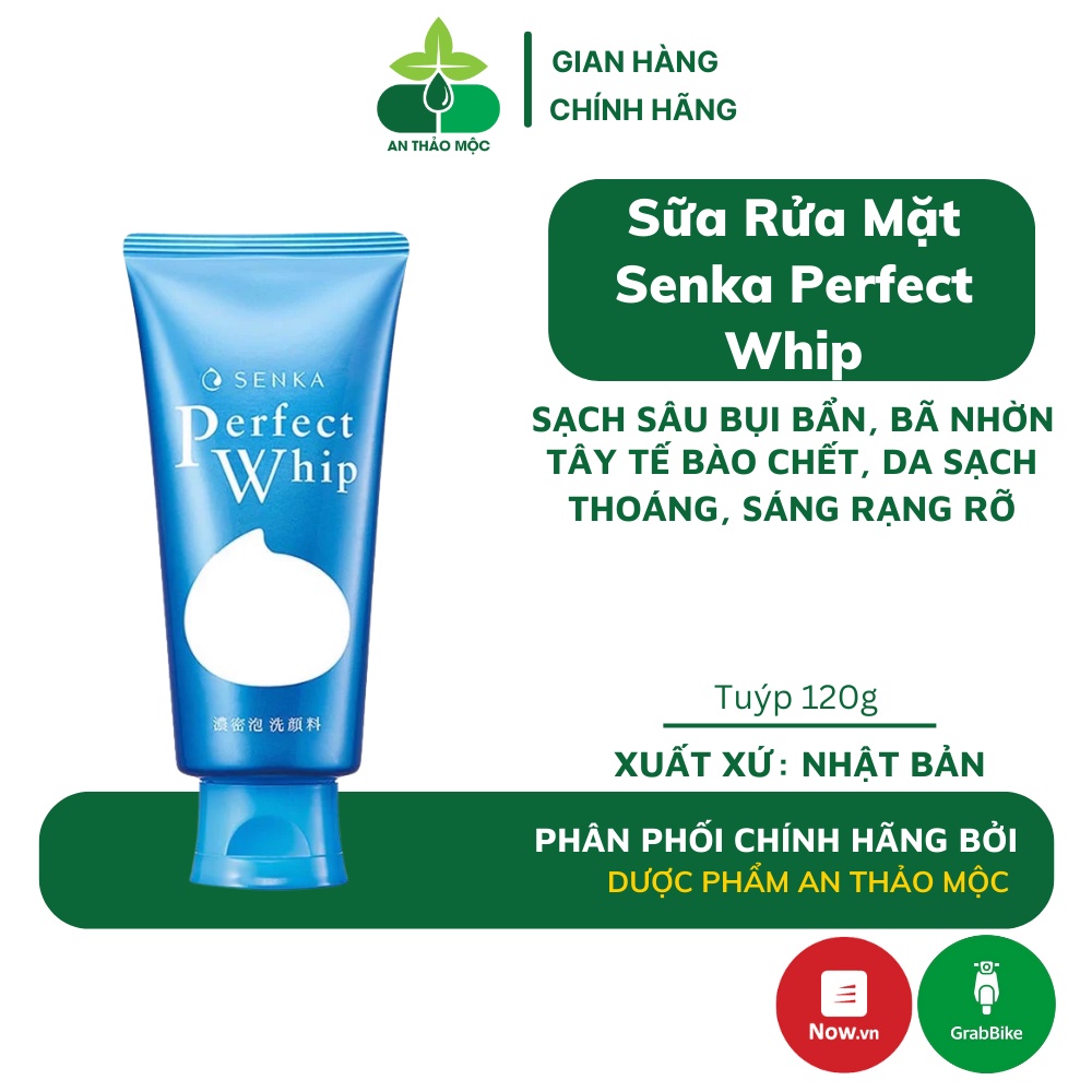 Sữa rửa mặt Senka Perfect Whip bọt tơ tằm trắng giúp da sạch sâu ẩm mịn tẩy tế bào chết da sáng rạng rỡ 120g.70227