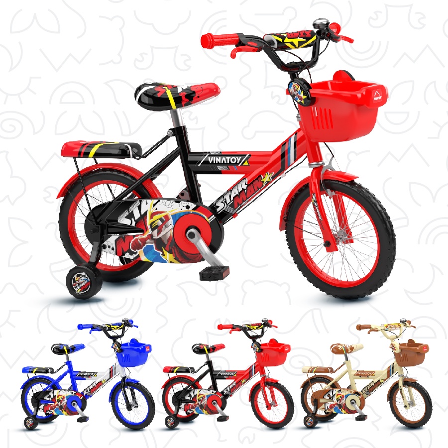 Xe Đạp Trẻ Em Nhựa Chợ Lớn 16 inch K50 Cho Bé Nam Từ 5 đến 7 Tuổi - Bánh bơm hơi, căm niền kim loại, thắng đùm cao cấp