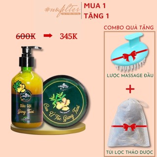 MUA 1 TẶNG 2 - Combo Dầu gội & Cao ủ gừng tươi nàng ơi tặng Lược massage đầu & xà bông cục gừng tươi