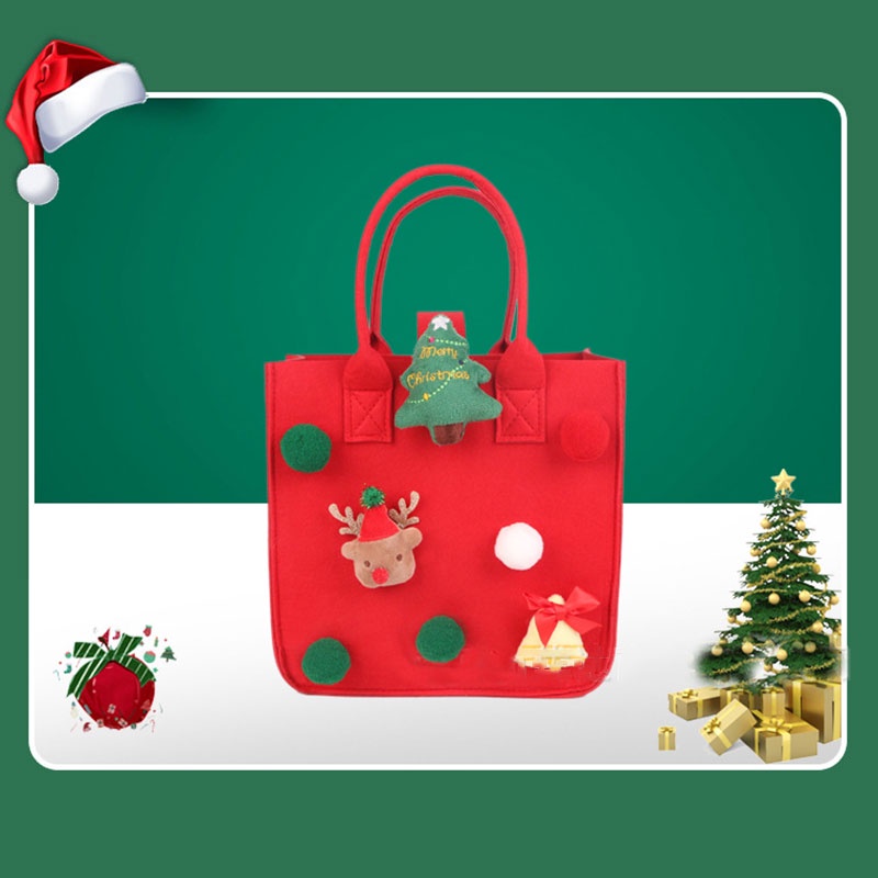 One Túi Xách Vải Nỉ In Hoạt Hình Giáng Sinh Đáng Yêu Thời Trang Đường Phố Đơn Giản