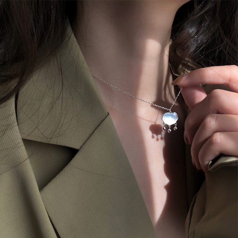 Vòng Cổ Dây Xích Dài Mặt Ổ Khóa Fritillaria Đơn Giản