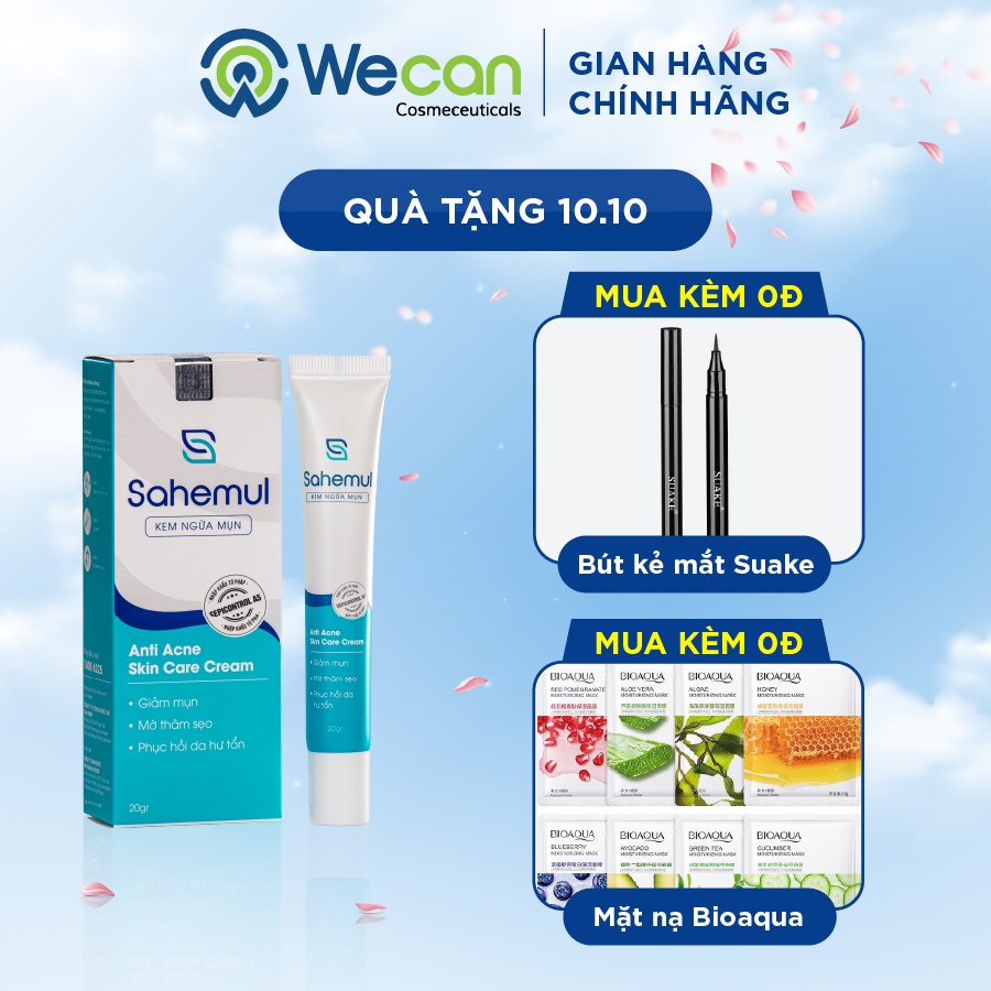 Tuýp kem ngừa mụn Sahemul 20gr - Dùng cho mụn viêm, mụn bọc, mụn mủ, mụn trứng cá và thâm mụn