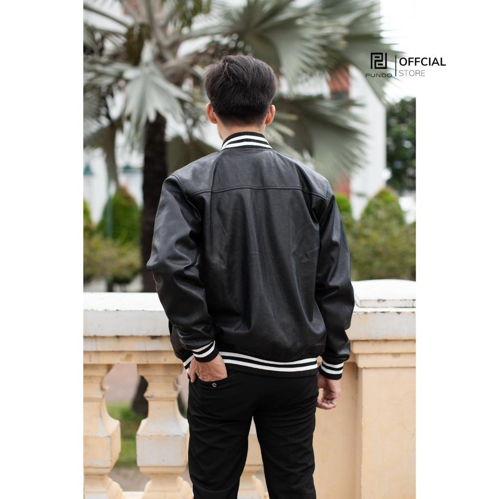 Áo khoác nam bomber da cao cấp size đến 85kg 1 màu dễ phối PUNDO AKPD22