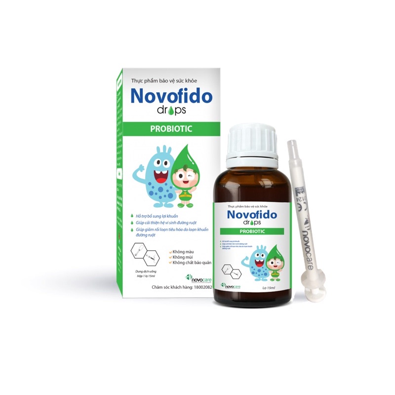 NOVOFIDO 15ml - Men vi sinh nhỏ giọt, bổ sung lợi khuẩn, chữa rối loạn tiêu hoá, nhiễm khuẩn, phân sống