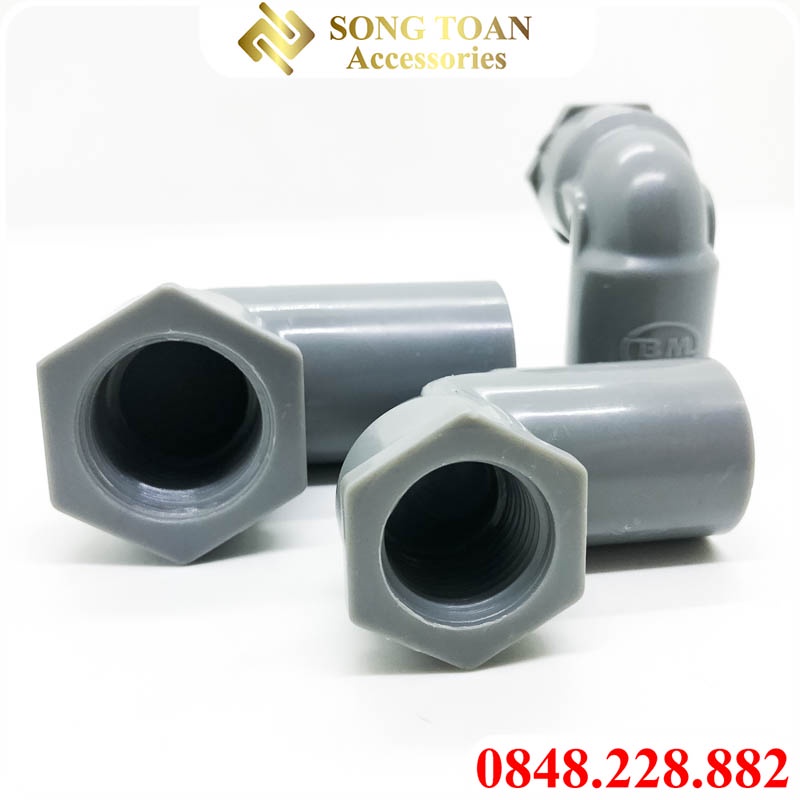 Co Nối Ống Có Ren Trong Nhựa PVC - 1 Đầu Trơn Dán Ống 21 27 mm + 1 Đầu Ren - Thương Hiệu Ống Nhựa Bình Minh