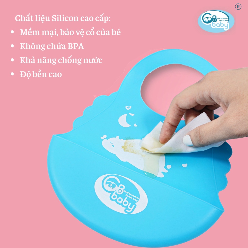 Yếm ăn dặm silicon cho bé Gb-Baby có máng chống thấm đồ dùng cao cấp hình thú siêu cute tiện dụng