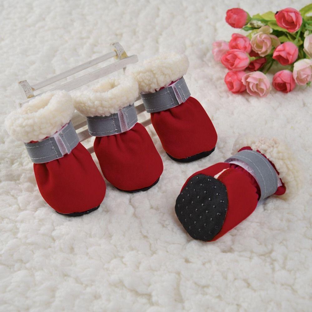 Set 4 Giày Mềm Chống Trượt Có Thể Tái Sử Dụng Cho Thú Cưng
