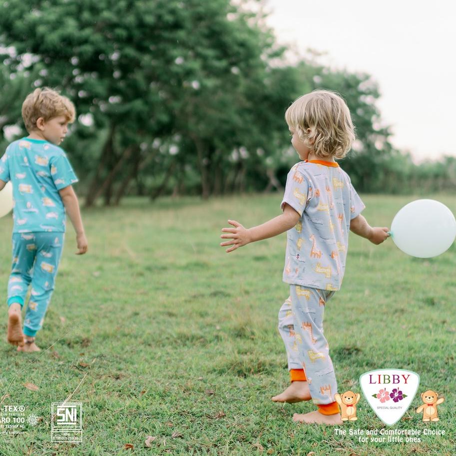 Libby Bộ Áo Sơ Mi Ngắn Phối Quần Dài In Hình Sở Thú Hazy Zoo 1 Lít Mới