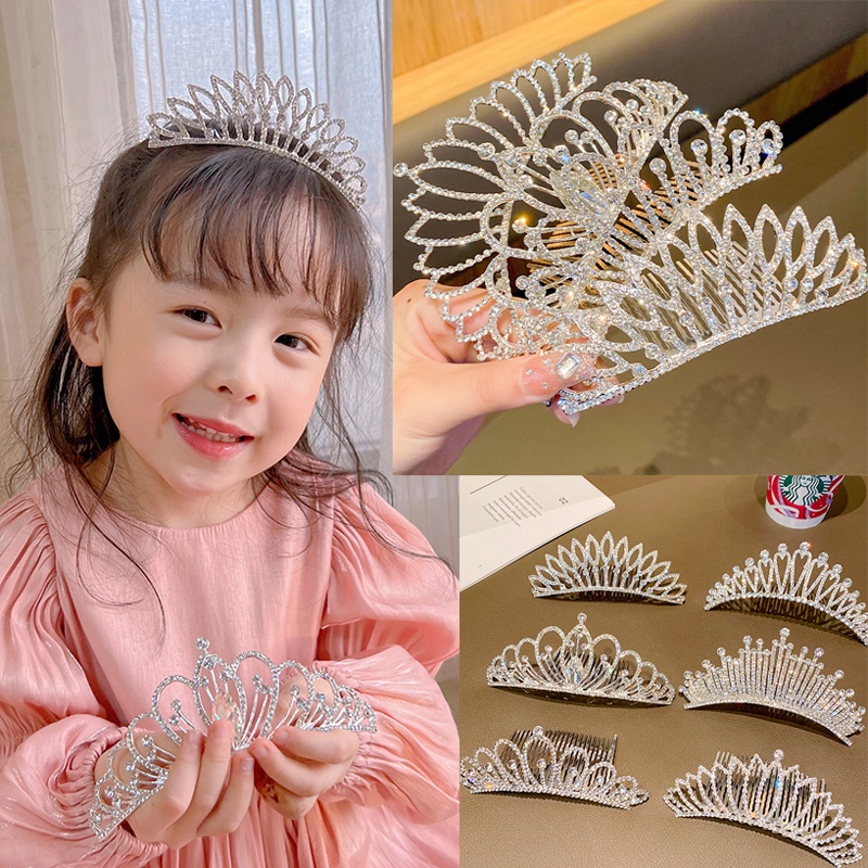 Vương Miện Cài Tóc Đính Đá Xinh Xắn Cho Bé Gái