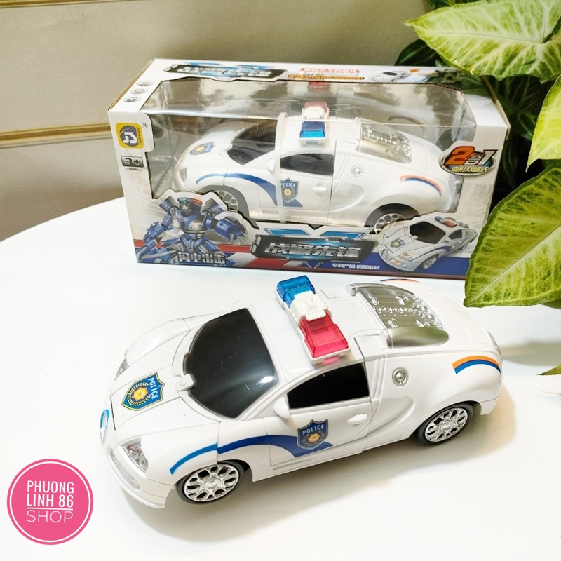 Xe biến hình robot đồ chơi o to có đèn nhạc D54