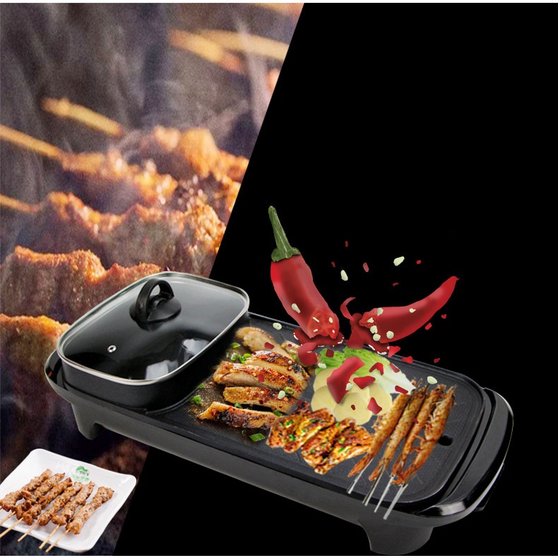 Bếp lẩu nướng đa năng 2 trong 1, bề mặt chống dính truyền nhiệt nhanh, tiện lợi cho mọi gia đình