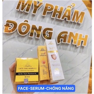 Combo kem face + serum collagen x3 + chống nắng x3 mỹ phẩm đông anh chính hãng
