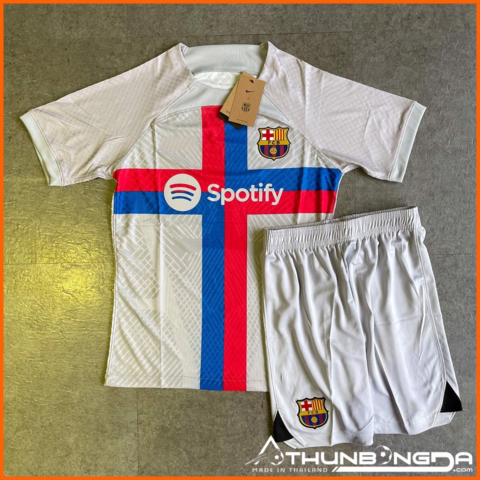 Áo Barca xám sân khách 2022/2023, 2022/23 mẫu 3 bản PLAYER Issue BODY fit cao cấp Thái Lan