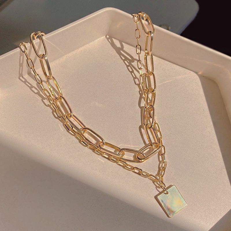 YeYi Vòng cổ Hai Lớp Bằng Kim Loại Nhẹ Sang Trọng Phong Cách Âu Mỹ Thiết Kế Thời Trang Mới Cá Tính Cho Nữ