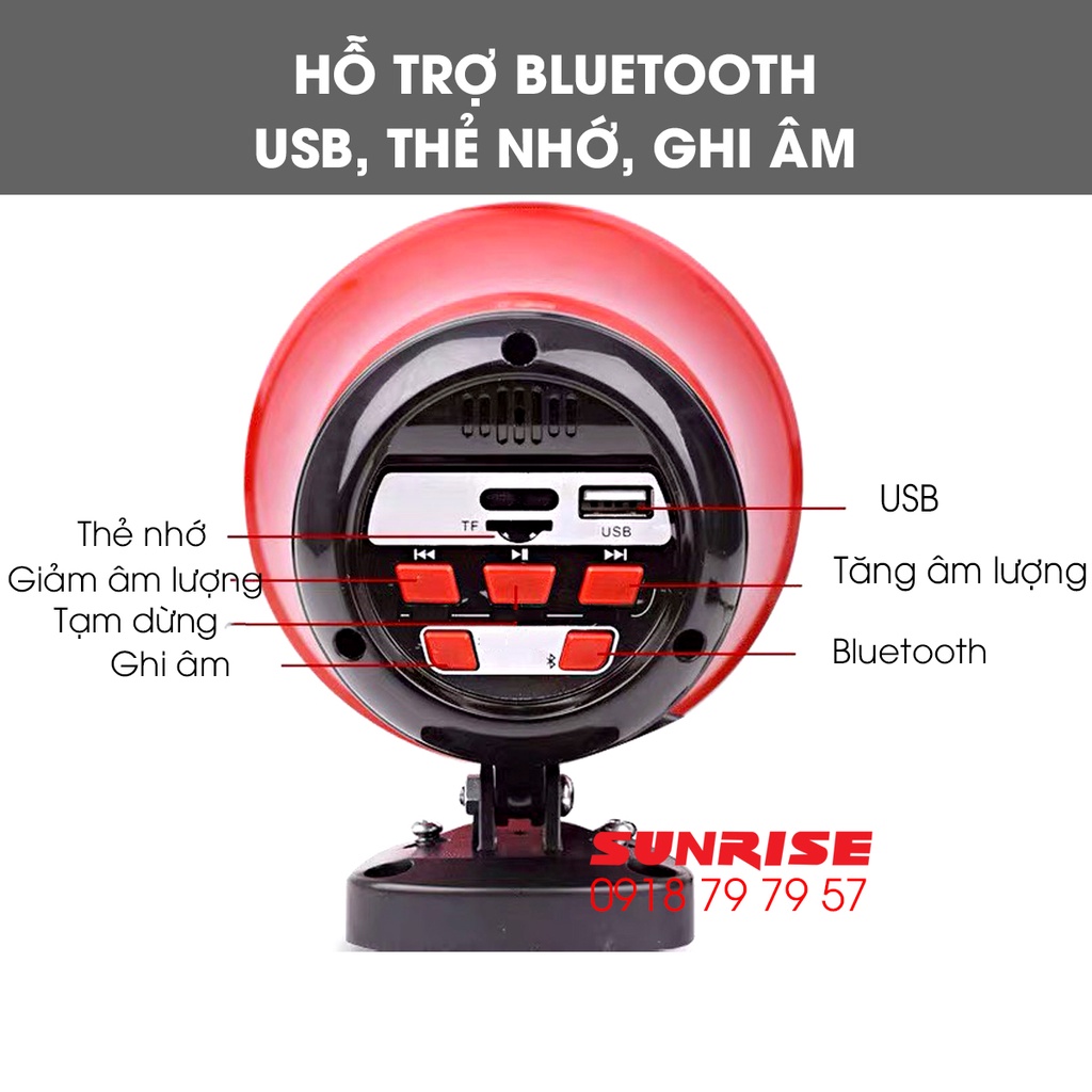 Loa rao hàng phóng thanh công suất lớn 50W chính hãng Sunrise SH-196L MP3 Loa phóng thanh  ghi âm hoạt náo viên