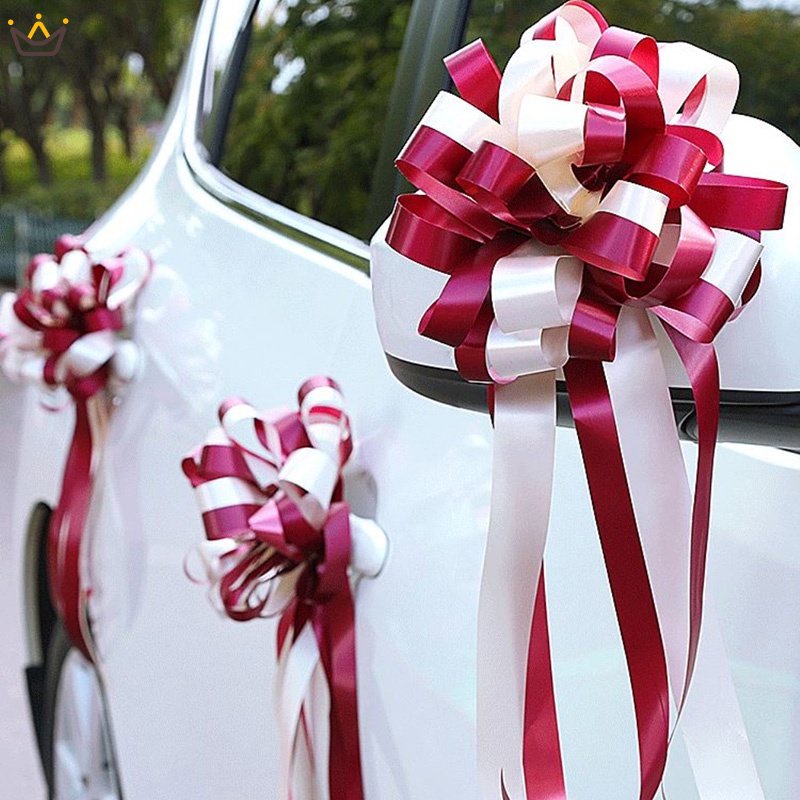 Bộ 10 Nơ Ruy Băng Kéo Trang Trí Xe Hơi Đám Cưới