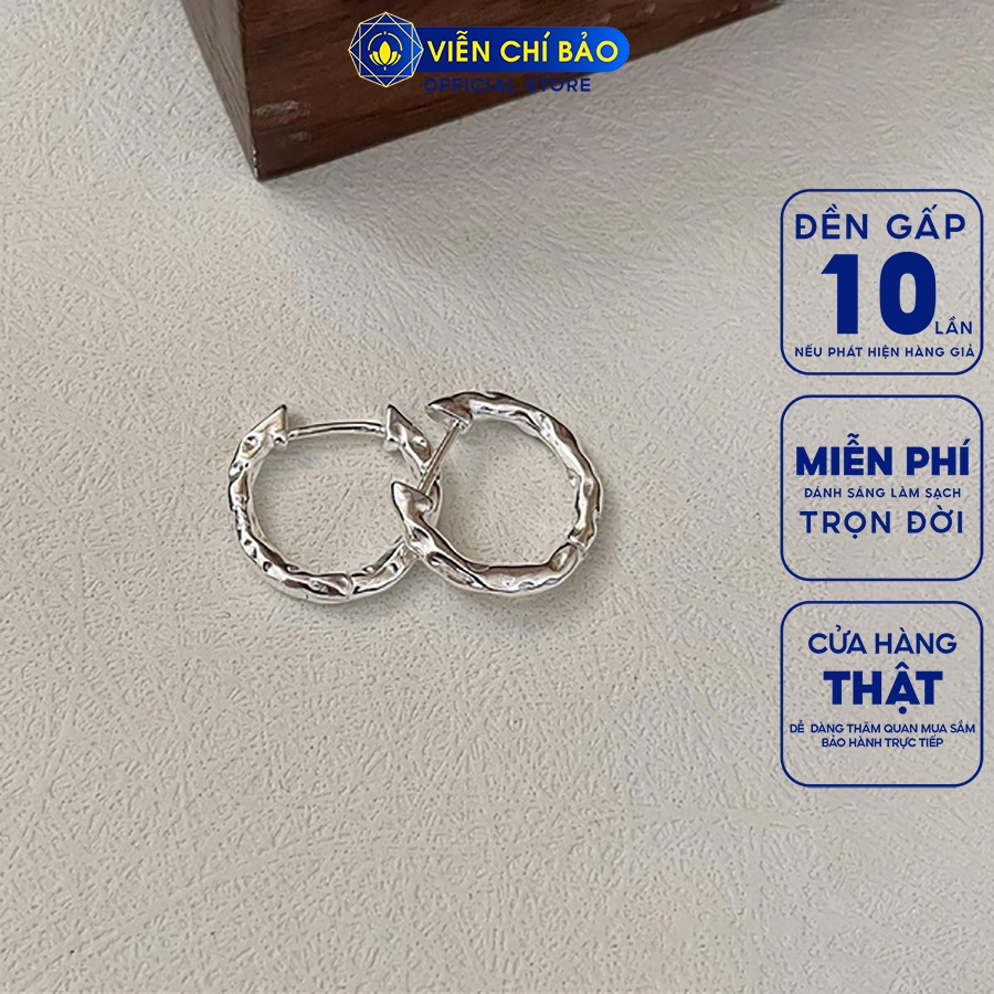 Bông tai bạc nữ tròn phay kiểu mới chất liệu bạc 925 thời trang phụ kiện trang sức Viễn Chí Bảo B000525