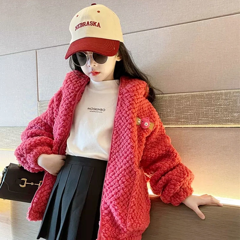 Áo Khoác Lông Cừu Dày Phong Cách Mới Cho Bé Gái