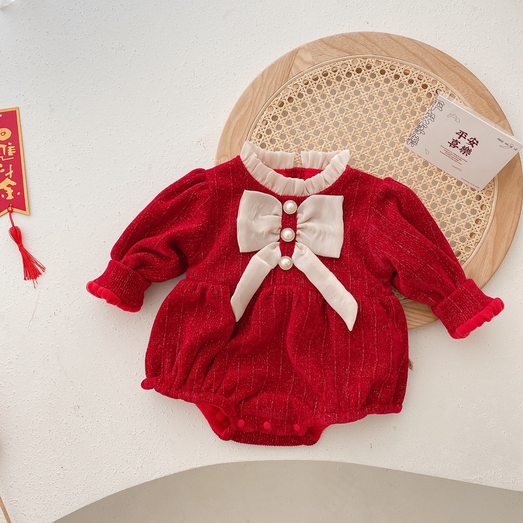 Quần áo trẻ em áo liền quần cho bé gái từ 0-12 tháng họa tiết Cổ Sen Phối Bèo Ren NANCY STORE N1004 cho bé từ 5-14kg A03