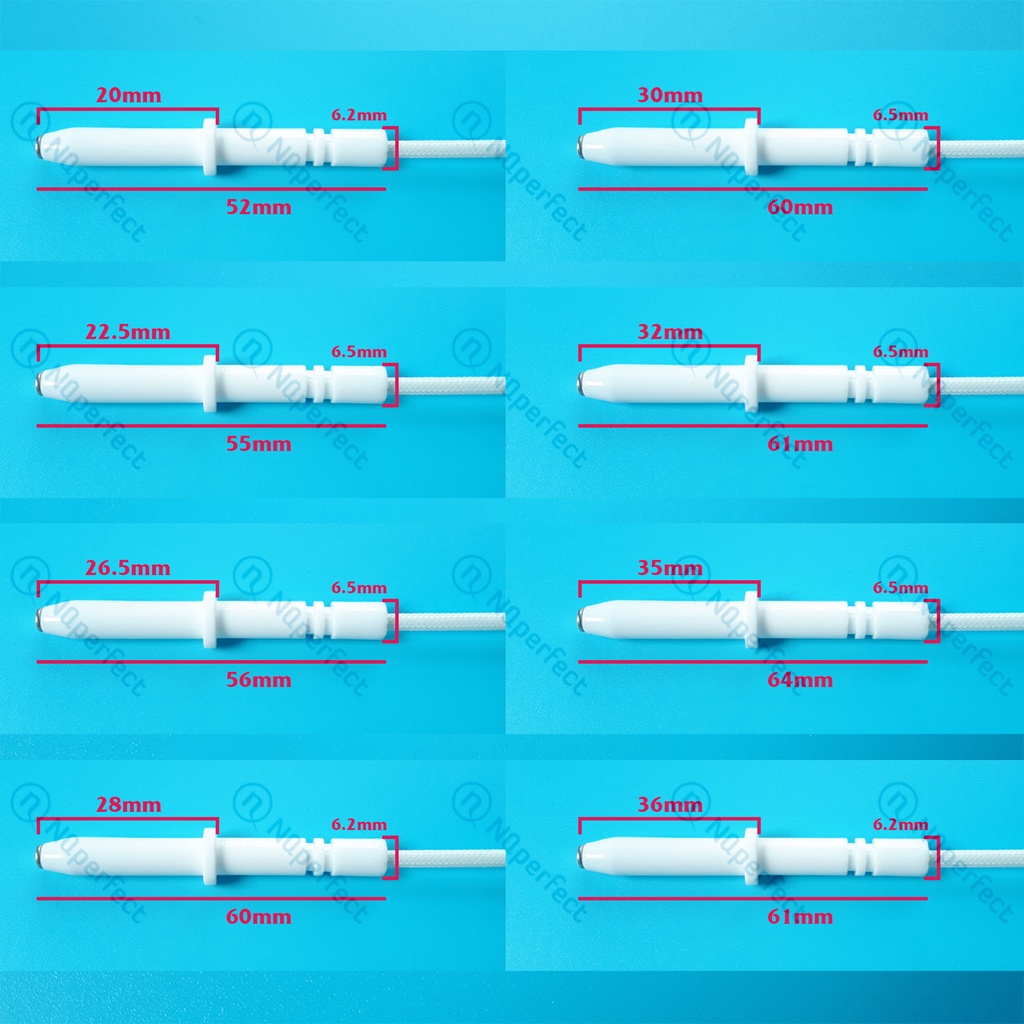 Dây sứ đánh lửa/cảm ứng bếp gas âm dương các mẫu 20mm,23mm,24mm,27mm,28mm,30mm,32mm,35mm,36mm,43mm..