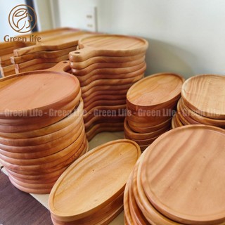 Khay gỗ hình bầu dục, gỗ Xà Cừ nguyên khối