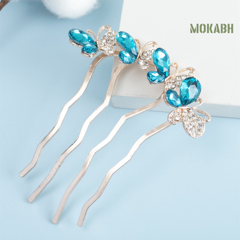 Lược Cài Tóc Hình Bướm Đính Đá Bốn Răng Cao Cấp