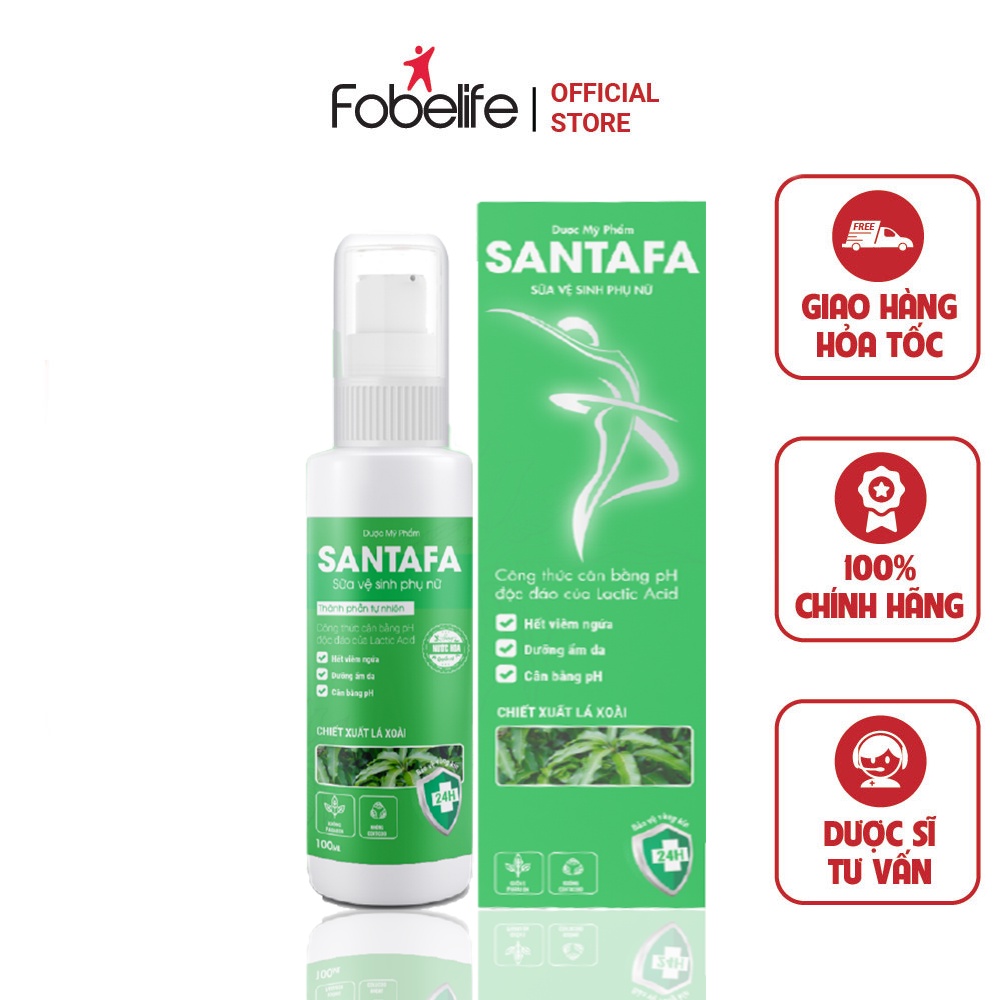 (Che Tên SP) Sữa Vệ Sinh Phụ Nữ Ngăn Ngừa Viêm Nhiễm SANTAFA FOBE Chai 100ml