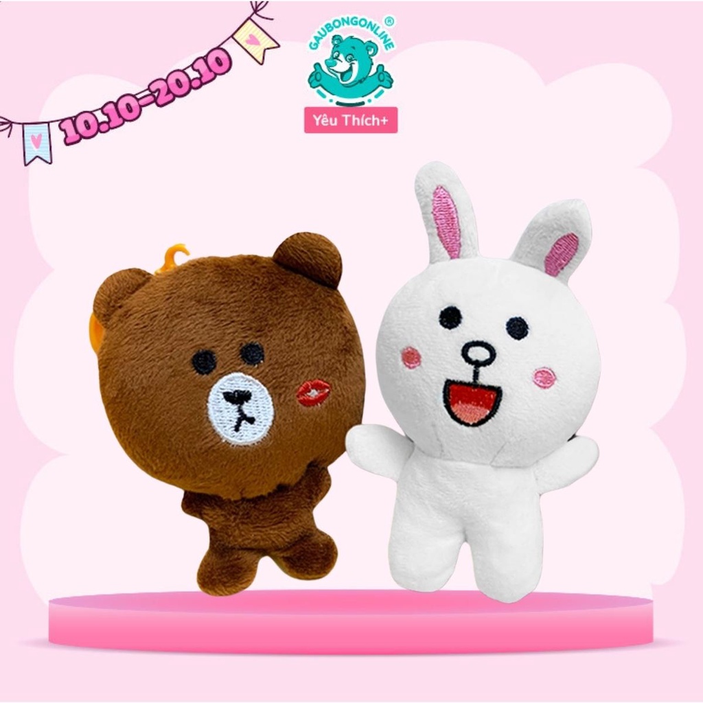 Móc Khóa Gấu Bông Brown và Thỏ Cony Cao Cấp Mềm Mịn