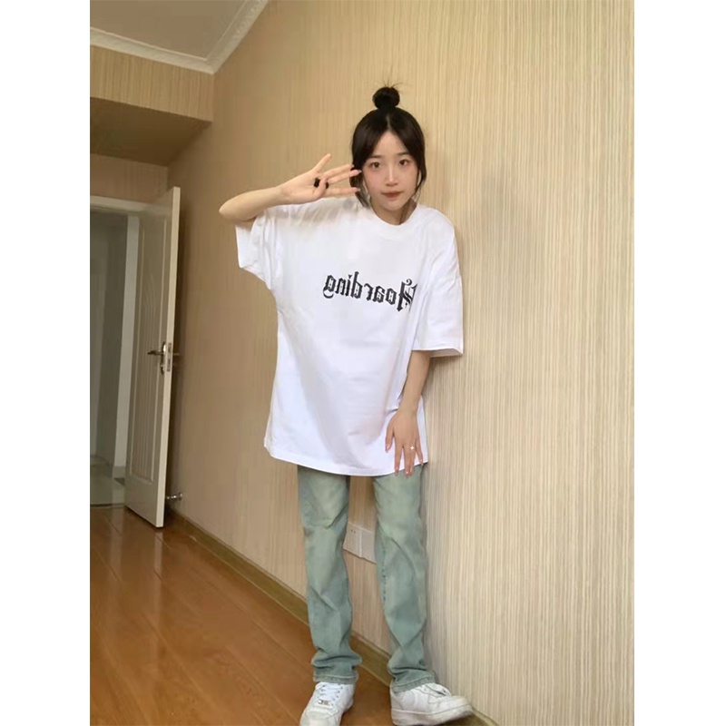 NRVP Áo Thun Unisex Mùa Hè Dáng Suông Tay Cộc Phong Cách Hàn Quốc Cho Nam Nữ