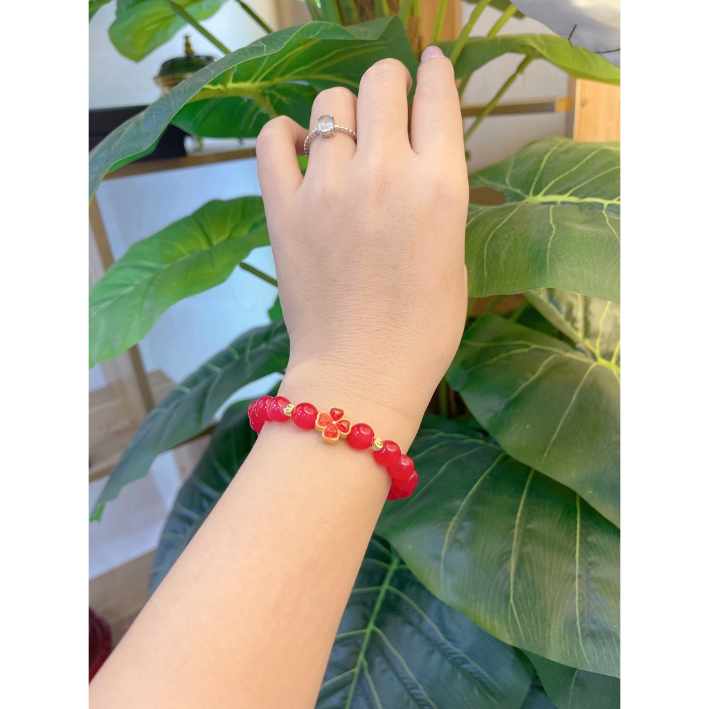 Vòng Đá Mix Cỏ 4 Lá May Mắn