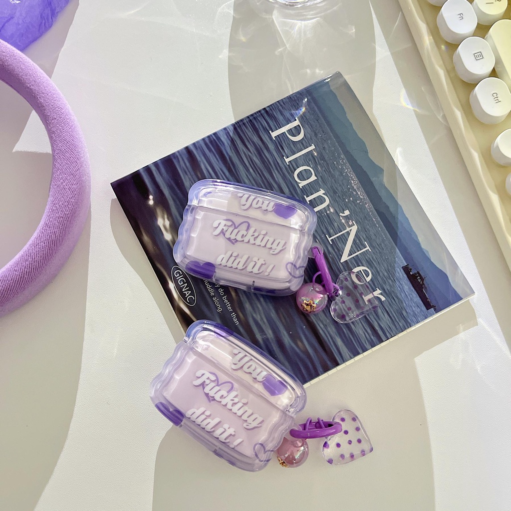 Vỏ Bảo Vệ Hộp Đựng Tai Nghe AirPods 1 / 2 gen3 pro 2 2022 Bluetooth Không Dây Bằng Silicon TPU Trong Suốt Họa Tiết Lượn Sóng Màu Tím