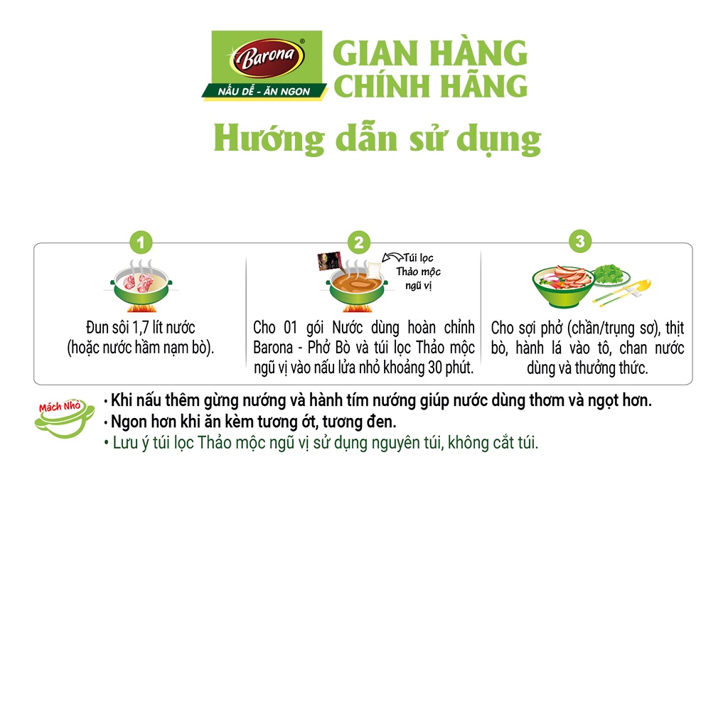 Nước Dùng Phở Bò Barona 150g tươi ngon chuẩn vị không cần nêm nếm