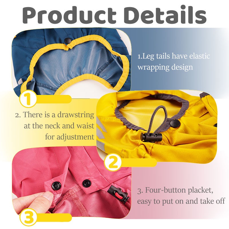 HamshMoc Áo Mưa Toàn Thân 4 Chân Trọng Lượng Nhẹ Chống Thấm Nước In Họa Tiết Có Mũ Trùm Dành Cho Cún Cưng