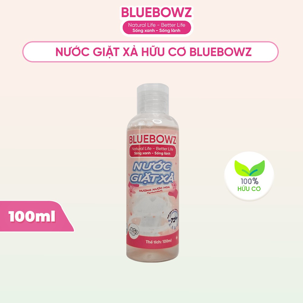 Nước giặt xả hữu cơ hương nước hoa 100m Bluebowz dung dịch giặt quần áo chiết xuất tự nhiên, an toàn cho bé