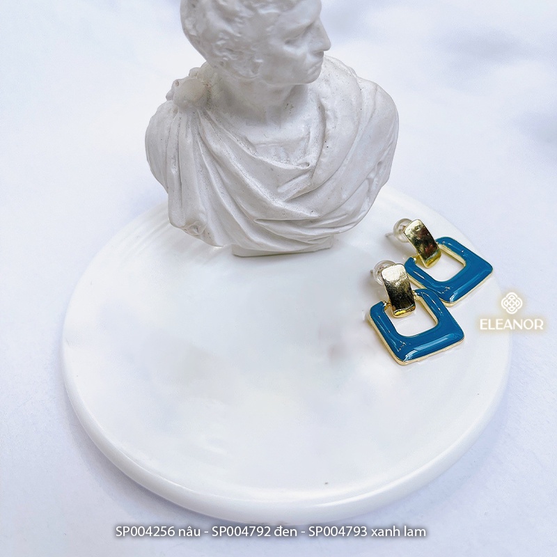 Bông tai nữ chuôi bạc 925 Eleanor Accessories phụ kiện trang sức phong cách Hàn Quốc hình chữ nhật nhiều màu sắc
