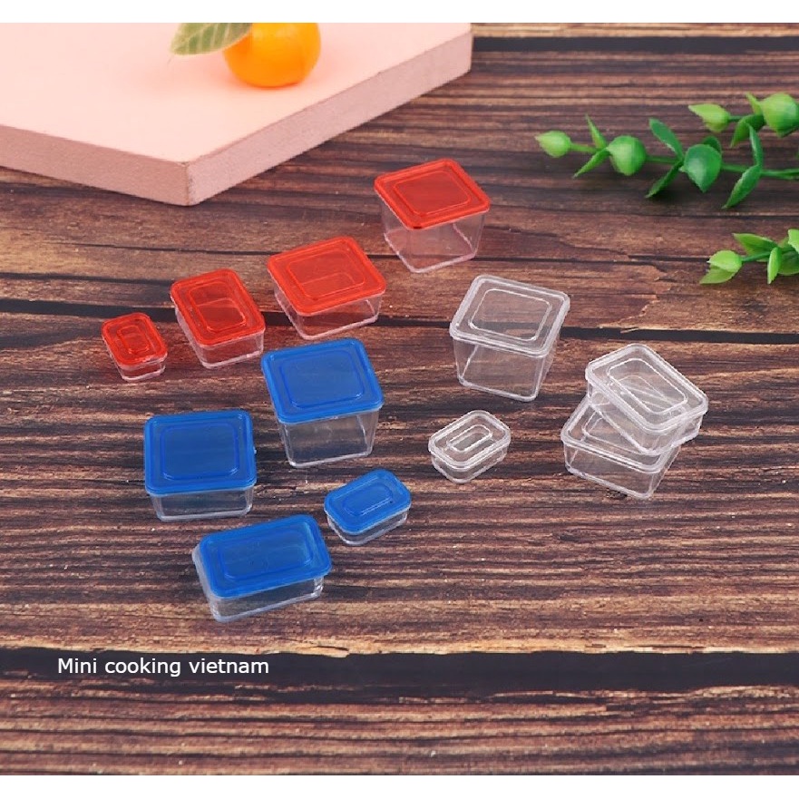 Set mô hình 4 hộp đồ ăn lock lock / Mini cooking vietnam