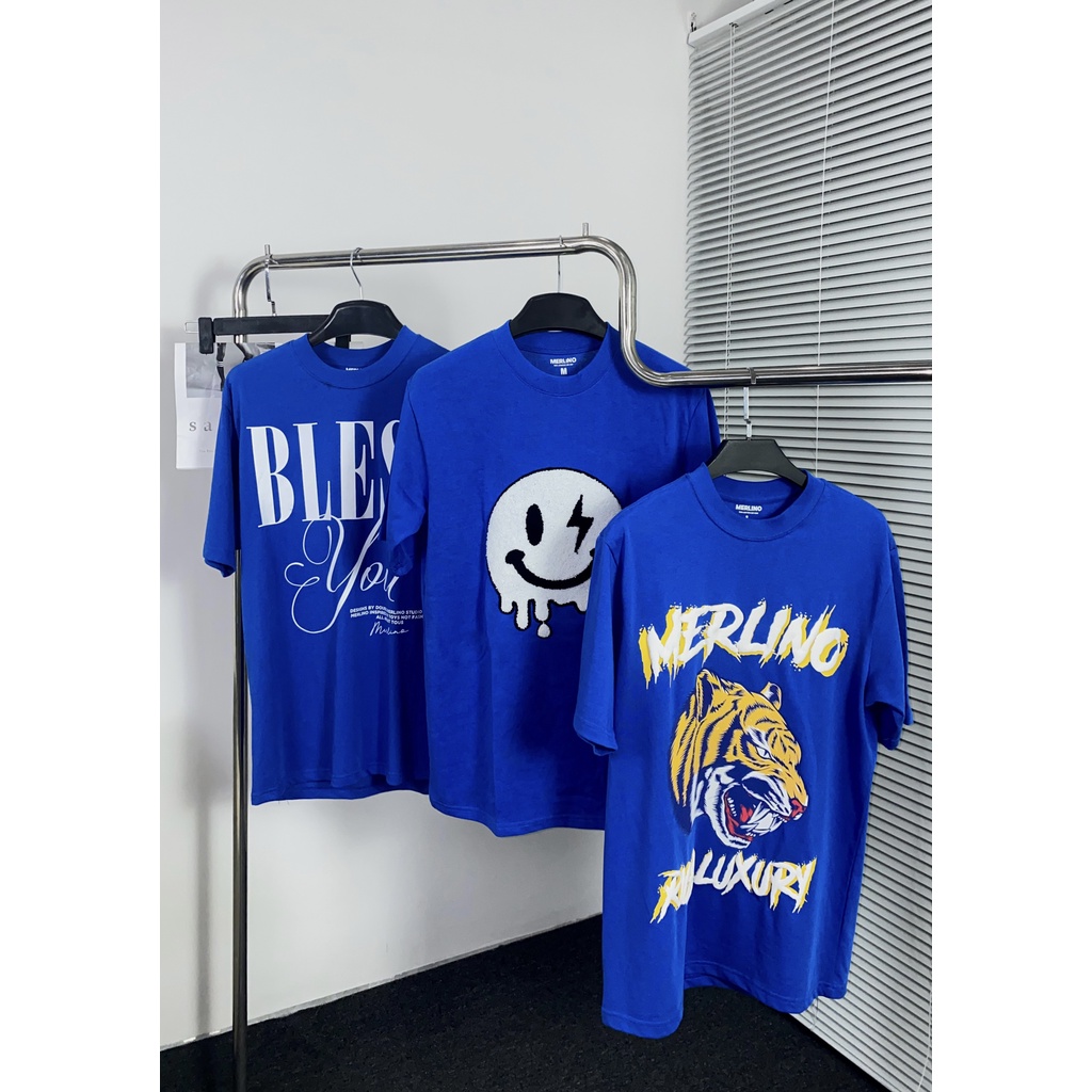 Áo thun Merlino Studio I Bless You - Form America, tay lỡ unisex, 100% Cotton 2WS