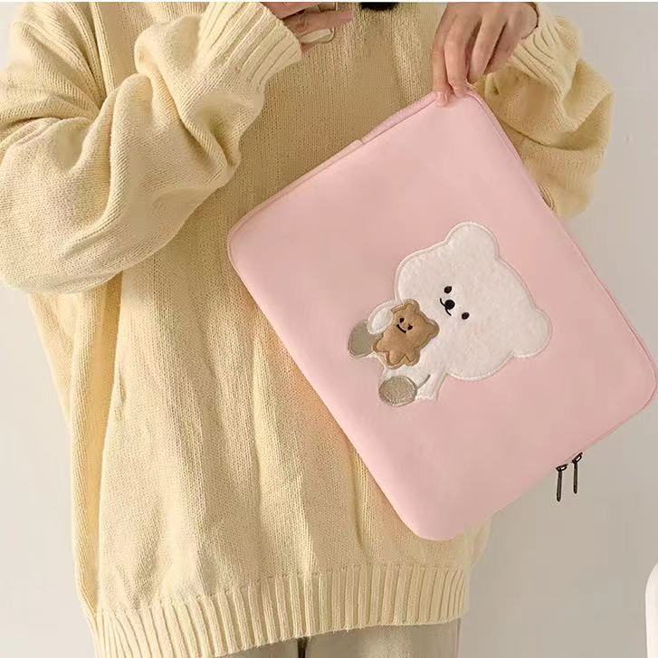 Túi đựng máy tính xách tay 11/ 13/ 15/ 15.6 inch chống sốc thêu họa tiết phong cách Hàn Quốc đáng yêu