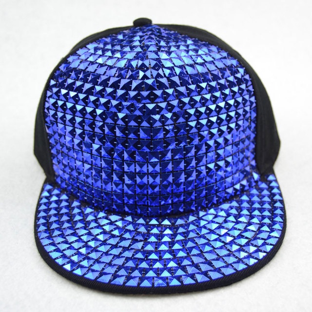 Mũ Lưỡi Trai Phẳng Đính Sequin Màu Đen / Vàng / Bạc / Xanh Dương Cho Nam