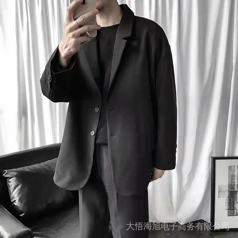 Áo Khoác Vest Màu Đen Dáng Rộng Phong Cách Thời Trang Hàn Quốc Cho Nam Giới Có Size Lớn