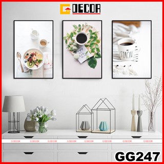  Tranh treo tường canvas khung gỗ 3 bức hiện đại 247 tranh cà phê trang trí phòng ăn quán cà phê 